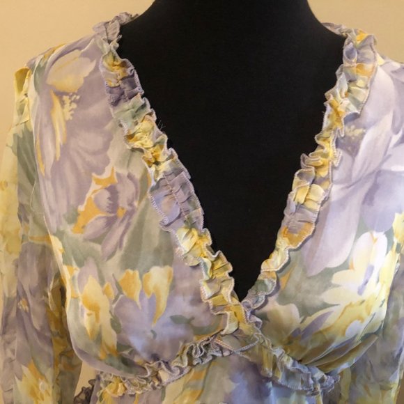 Floral Chiffon Long Sleeve Dress  (2) - Picture 7 of 11